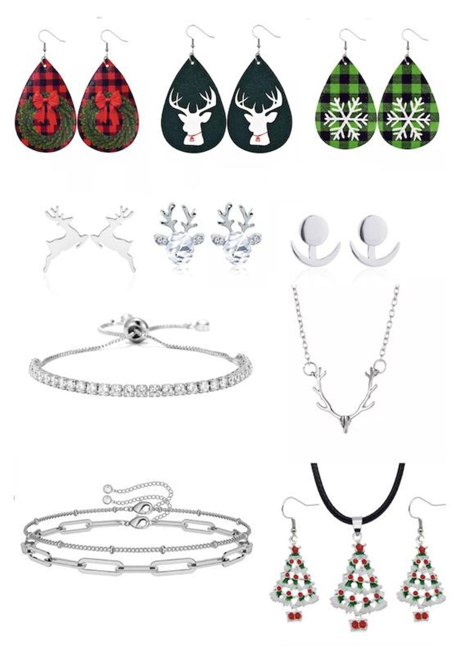 Women don't ask Jewelry | Silvertone Holiday Themed 12 Day Jewelry Calendar: Includes 7 Earrings, 3 Bracelets & 2 Necklaces - Don'T Ask Multicolor