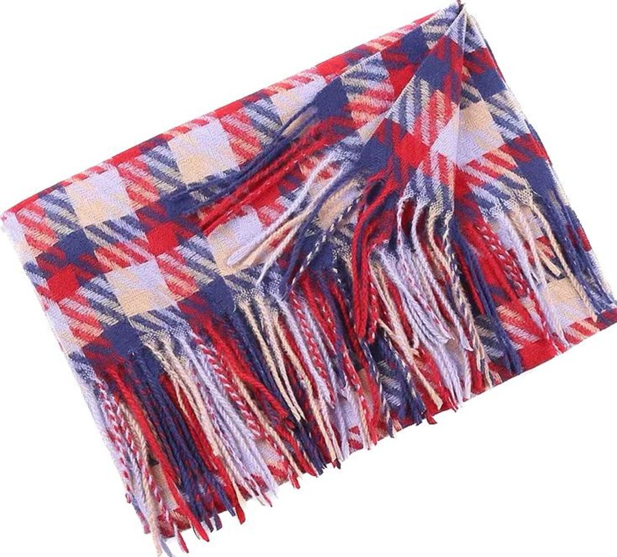 Women club rochelier Hats, Gloves, & Scarves | Cr Ladies - Woven Plaid Knit Scarf Medium Red