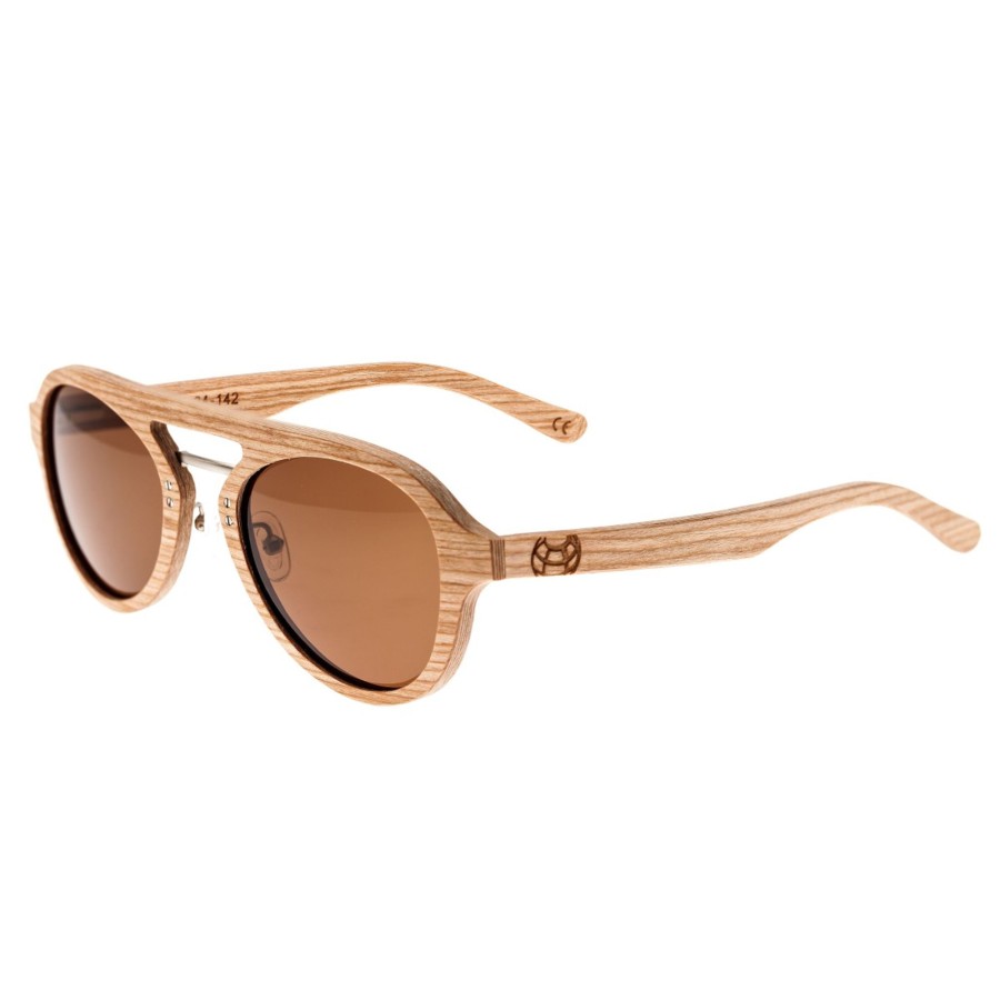 Women earth wood Sunglasses | Earth Wood - Cruz Polarized Sunglasses - White/Silver Light Brown