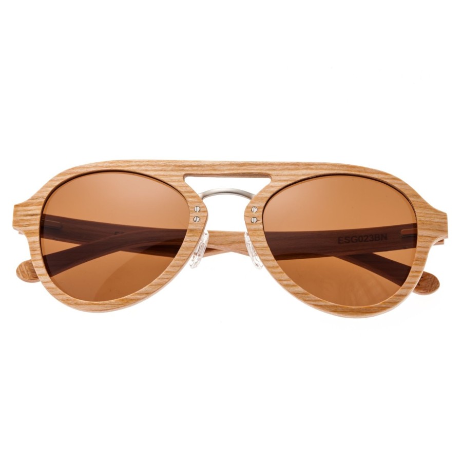 Women earth wood Sunglasses | Earth Wood - Cruz Polarized Sunglasses - White/Silver Light Brown