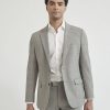 Men r.w. & co. Blazers | Tailored Fit Stretch Beige Checkered Suit Blazer Oxford Tan Multi