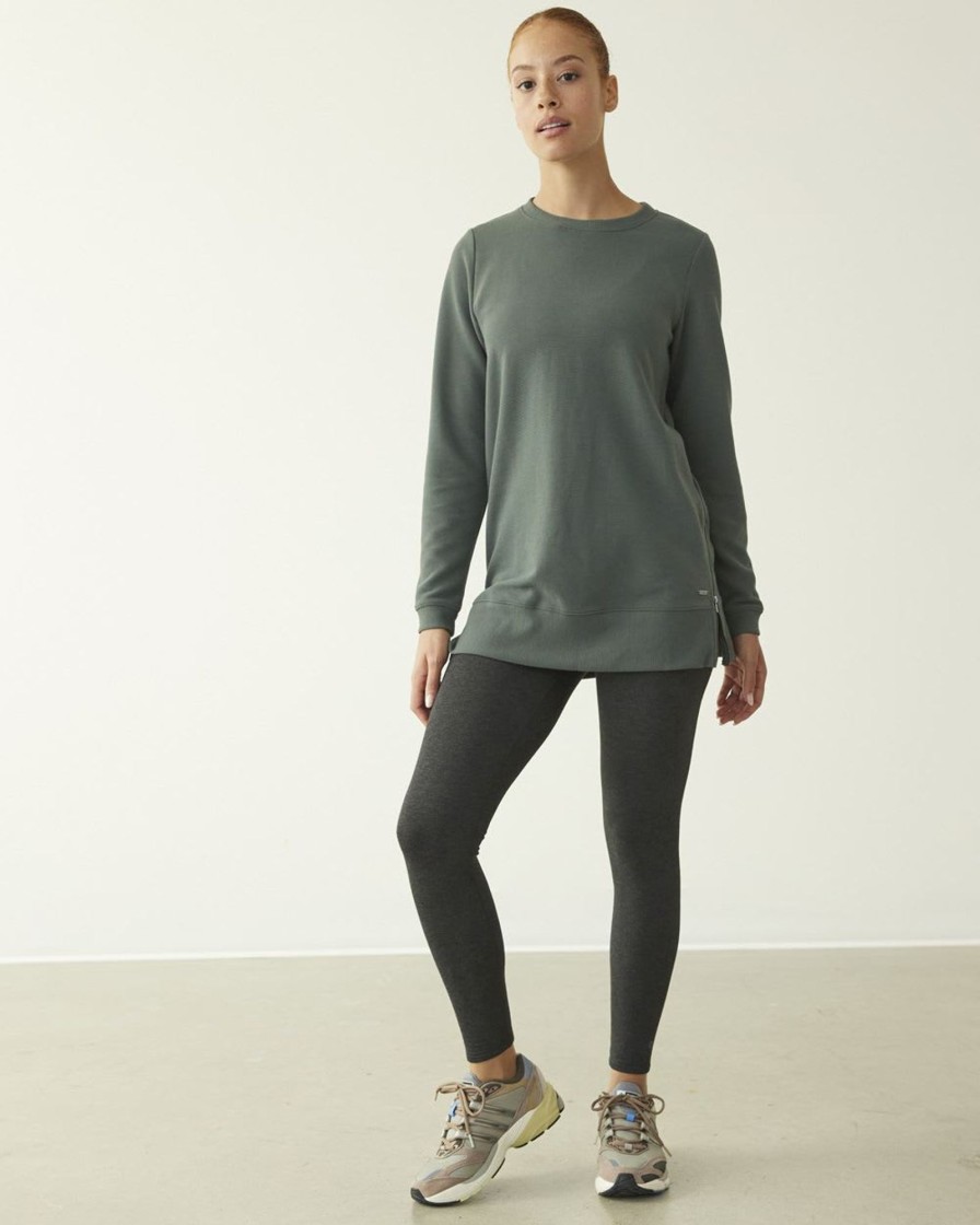 Women hyba Active Bottoms | French Terry Legging - Hyba Heather Charcoal -