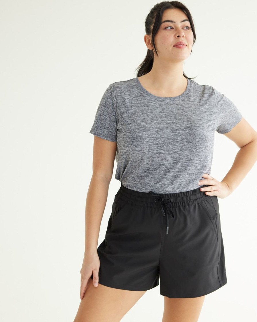 Women hyba Hyba Activewear | Stretch Woven Short - Hyba Black