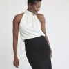 Women r.w. & co. Tops | Sleeveless Halter Satin Blouse Snow White