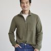 Men r.w. & co. Sweaters & Cardigans | Mock-Neck Waffled-Knit Pullover With Half-Zip Tea Leaf -