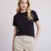 Women r.w. & co. Tops | Short-Sleeve Crew-Neck Classic Cotton Tee Black