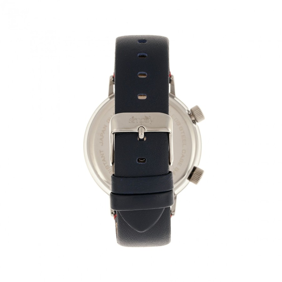 Women simplify Watches | Simplify - The 3300 Leather-Band Watch - Dark Brown/Grey Light Blue