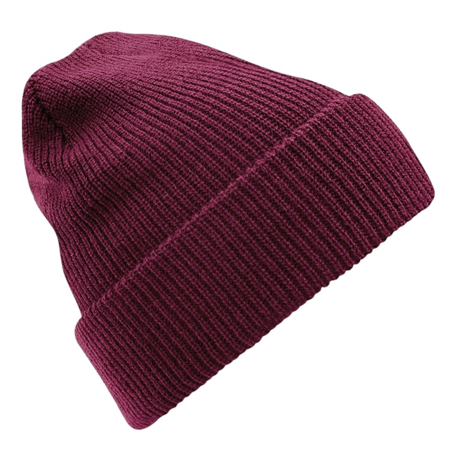 Women beechfield Hats, Gloves, & Scarves | Beechfield - Heritage Ladies/Womens Premium Plain Winter Beanie Dark Red