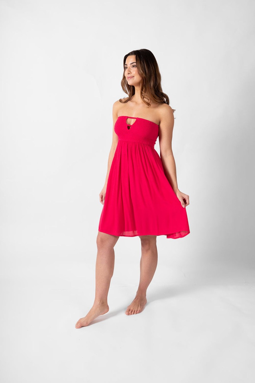 Women koy resort Dresses & Jumpsuits | Koy Resort Miami Strapless Bandeau Mini Dress Dark Pink