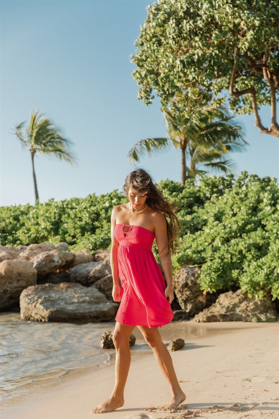 Women koy resort Dresses & Jumpsuits | Koy Resort Miami Strapless Bandeau Mini Dress Dark Pink