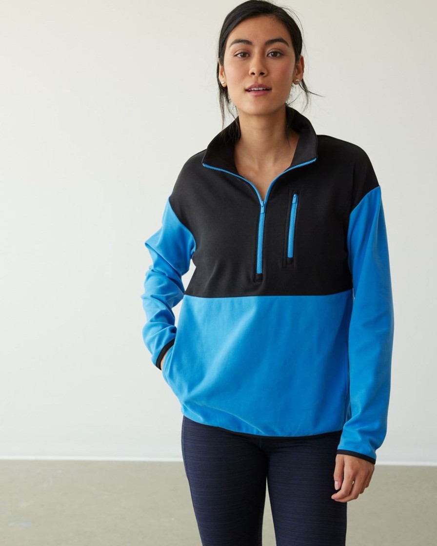 Women hyba Hyba Activewear | Polar Fleece Top With Half-Zip Mock Neckline, Hyba Campanula