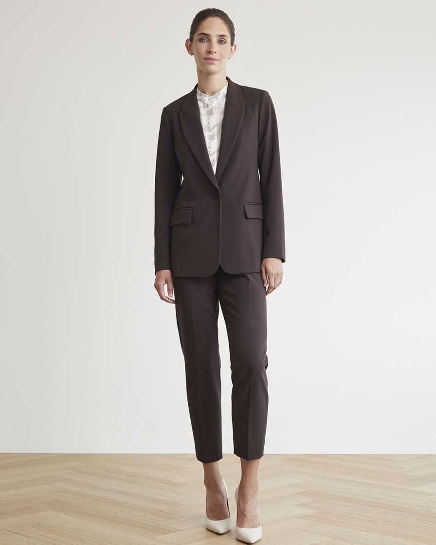 Women r.w. & co. Suits | Heavy Twill One-Button Loose Blazer Black Coffee