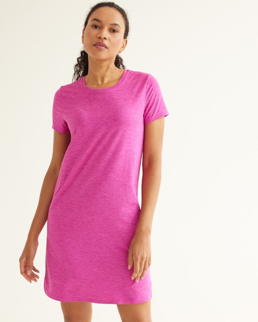 Women hyba Hyba Activewear | Short-Sleeve T-Shirt Dress - Dry Lux Hyba Very Berry