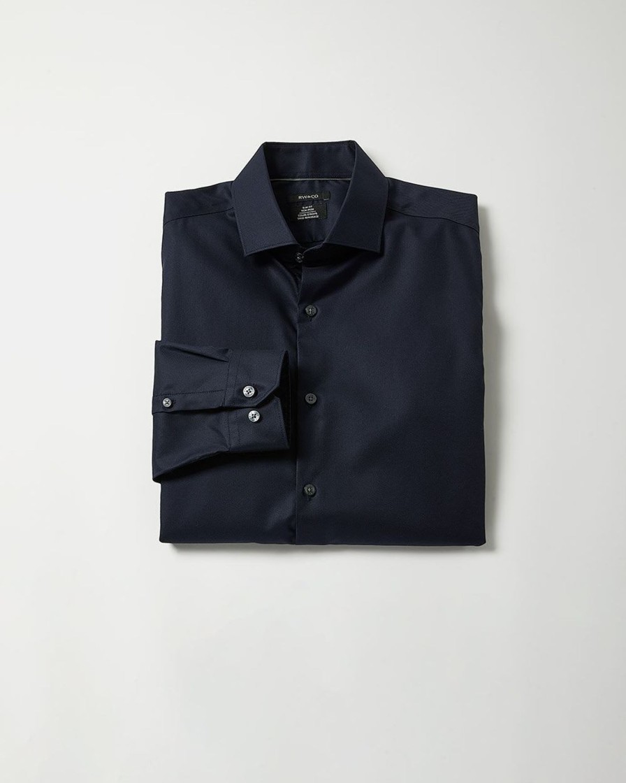 Men r.w. & co. Shirts | Solid Twill Dress Shirt Navy Blue