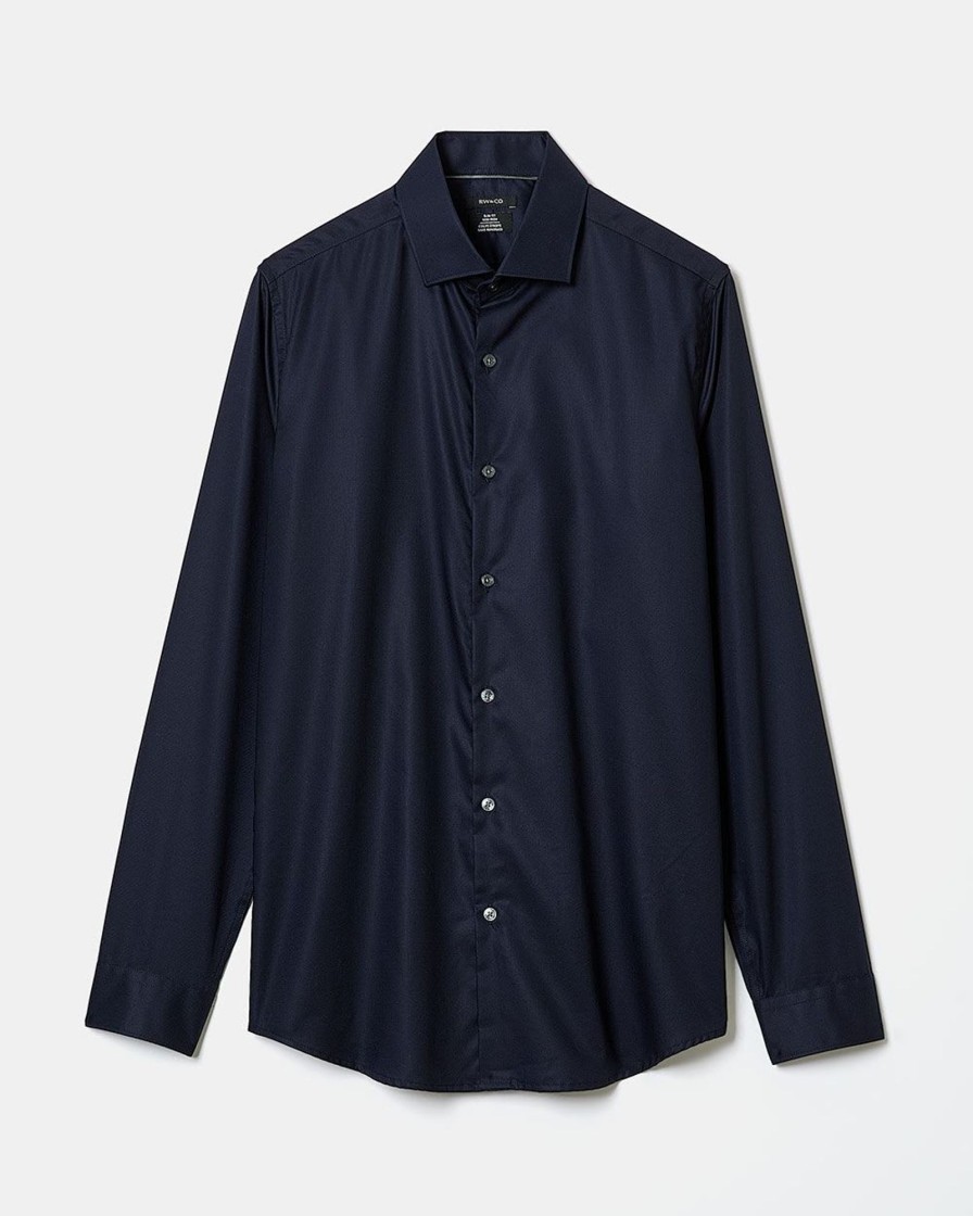 Men r.w. & co. Shirts | Solid Twill Dress Shirt Navy Blue