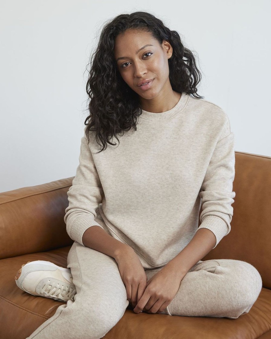 Women r.w. & co. Tops | Solid Long-Sleeve Crew-Neck Sweatshirt Simply Taupe