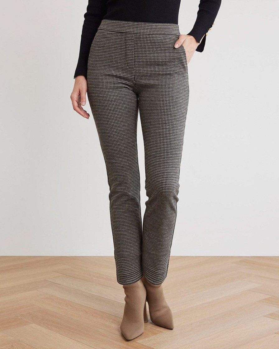 Women r.w. & co. Pants | Straight-Leg Mid-Rise Checkered Ankle Pant Cream Black Multi