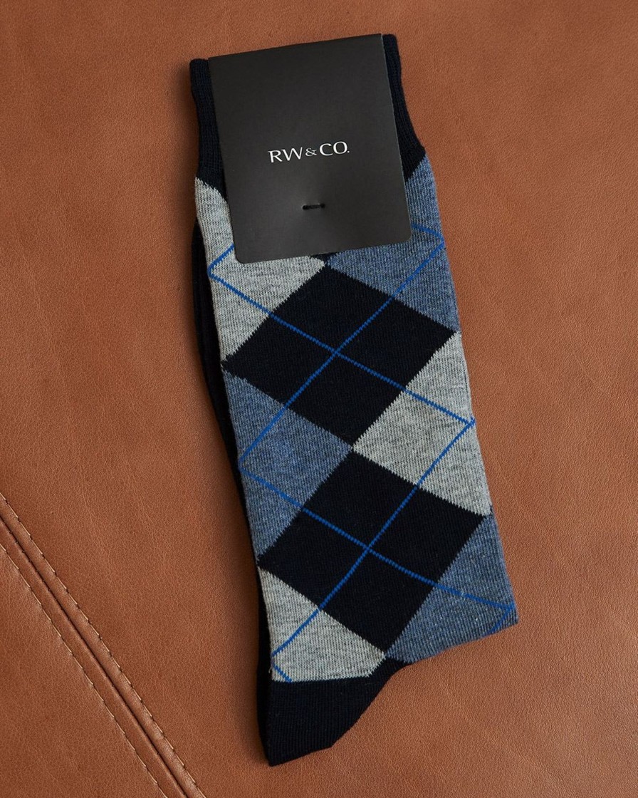 Men r.w. & co. Socks | Blue Argyle Dress Socks Blue Peacoat