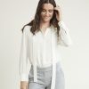 Women r.w. & co. Blouses & Shirts | Long-Sleeve Buttoned-Down Crepe Blouse Coconut Milk