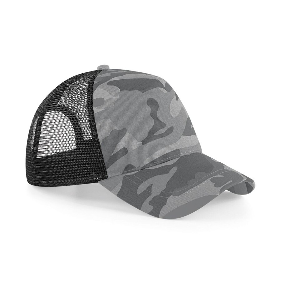 Men beechfield Scarves, Gloves & Hats | Beechfield - Retro Camouflage Snapback Trucker Cap Light Grey