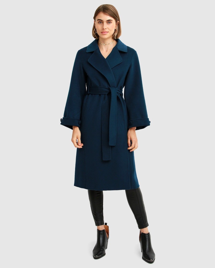 Women belle & bloom Coats & Jackets | Belle & Bloom Stay Wild Oversized Wool Coat Dark Green