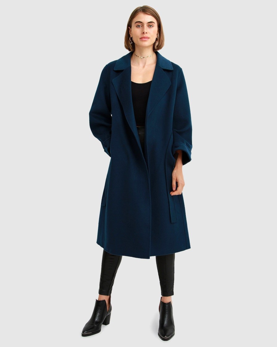 Women belle & bloom Coats & Jackets | Belle & Bloom Stay Wild Oversized Wool Coat Dark Green