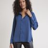 Women r.w. & co. Blouses & Shirts | Long-Sleeve Buttoned-Down Twill Blouse Bering Sea