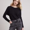 Women r.w. & co. Sweaters & Cardigans | Long-Batwing-Sleeve Classic Sweater With Boat Neckline Black