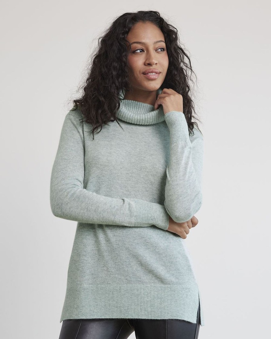 Women r.w. & co. Tops | Long-Sleeve Funnel-Neck Cashmere-Blend Sweater Surf Spray Mix - Sw