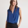 Women r.w. & co. Blouses & Shirts | Sleeveless Popover Wrap Twill Blouse Bering Sea