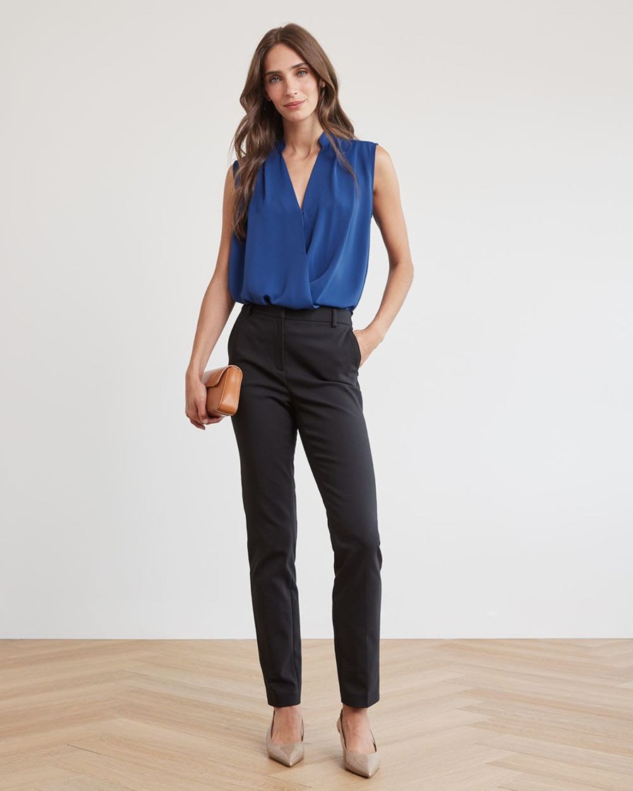 Women r.w. & co. Blouses & Shirts | Sleeveless Popover Wrap Twill Blouse Bering Sea