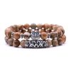 Women don't ask Jewelry | Brown Beaded & Silvertone Owl Set Of 2 Bracelets - Don'T Ask Dark Beige