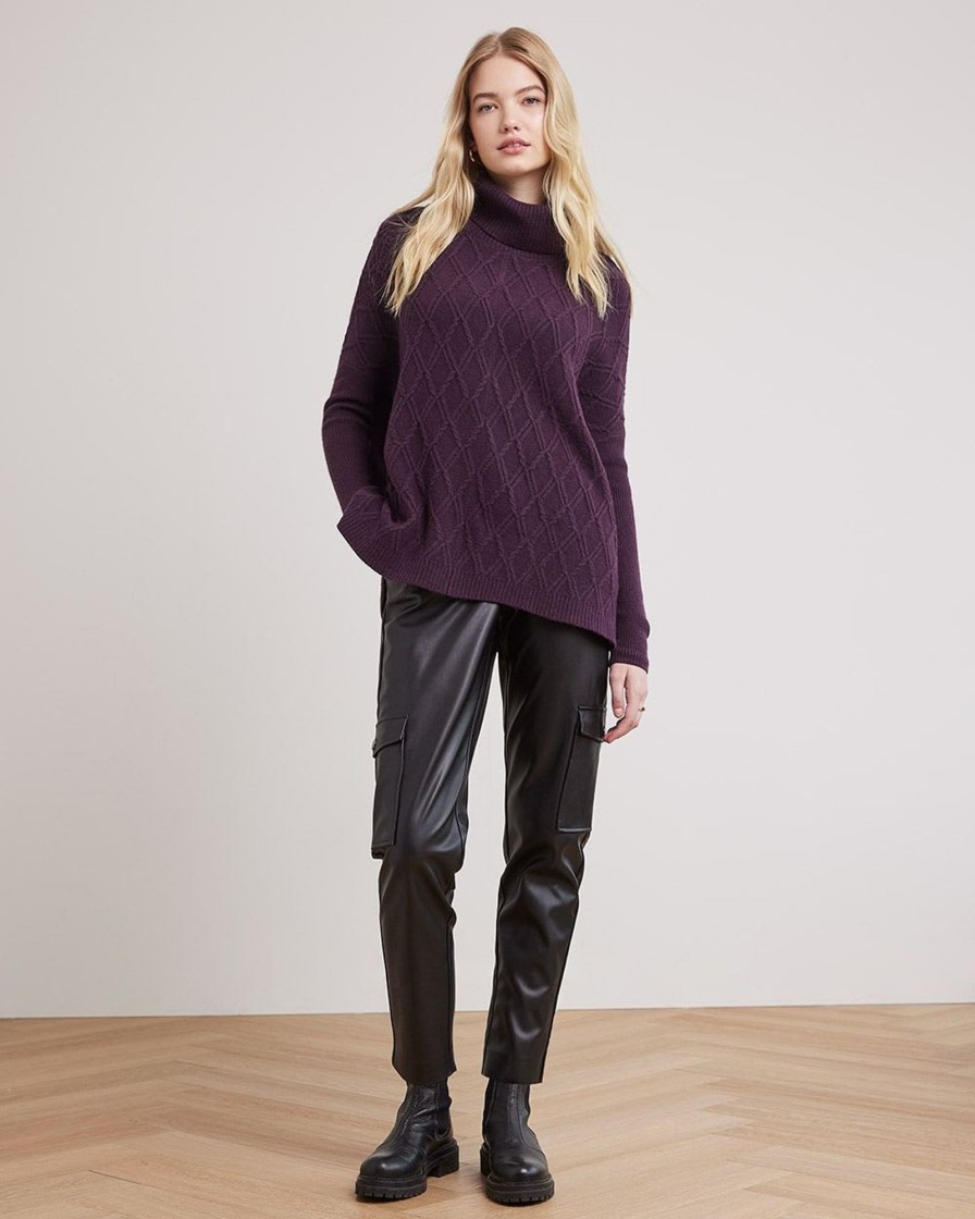 Women r.w. & co. Sweaters & Cardigans | Oversized Long-Sleeve Turtleneck Tunic Plum Perfect