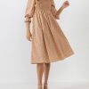 Women english factory Dresses & Jumpsuits | English Factory- Floral Smocked Midi Dress Light Brown