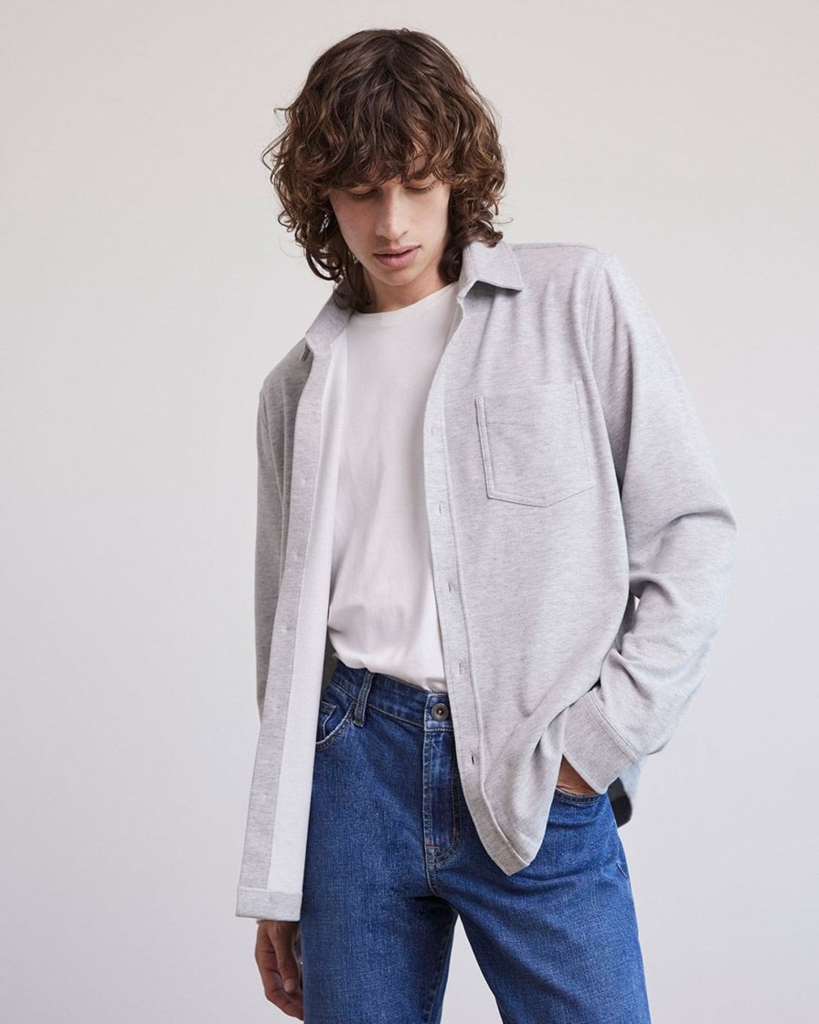 Men r.w. & co. Sweaters & Cardigans | Jacquard Overshirt Light Grey