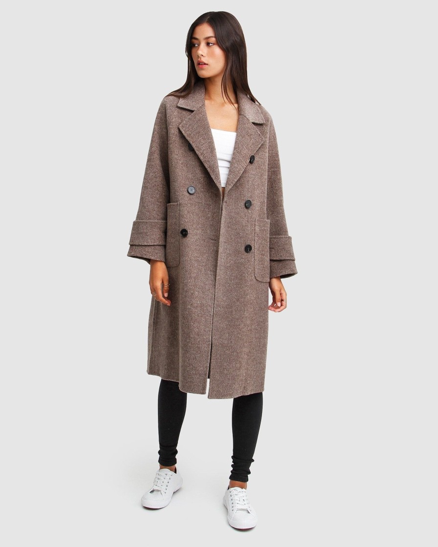 Women belle & bloom Coats & Jackets | Belle & Bloom Rumour Has It Oversized Wool Blend Coat Light Brown