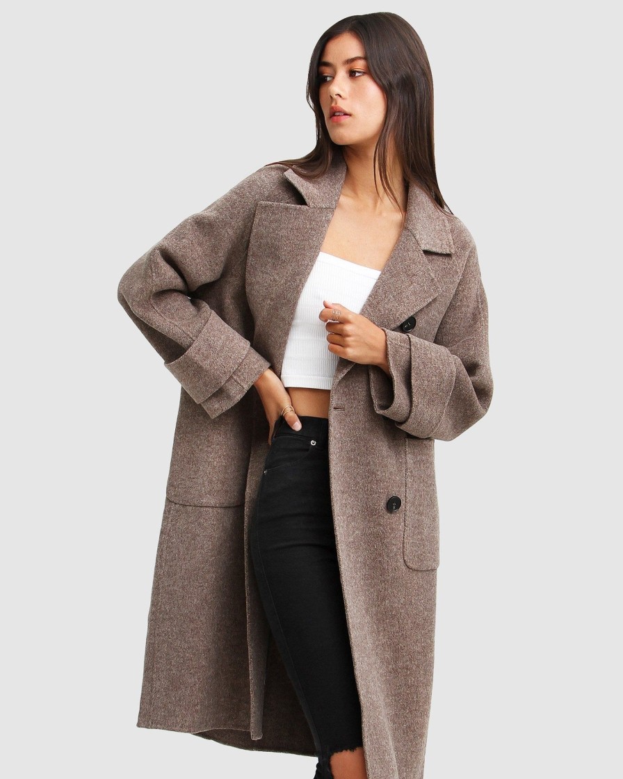 Women belle & bloom Coats & Jackets | Belle & Bloom Rumour Has It Oversized Wool Blend Coat Light Brown