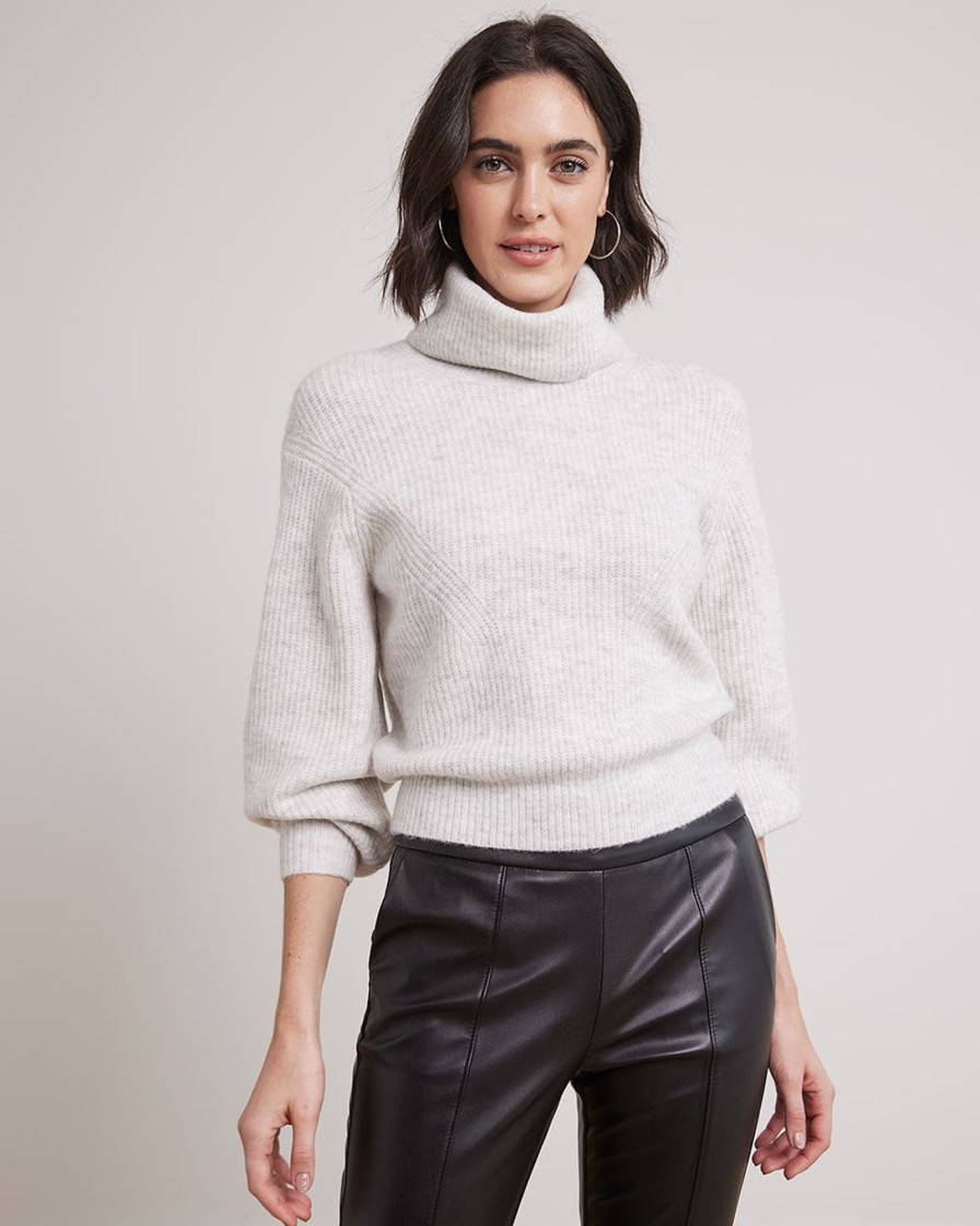 Women r.w. & co. Tops | Merino-Blend Turtleneck Sweater SmoBest Grey Mix