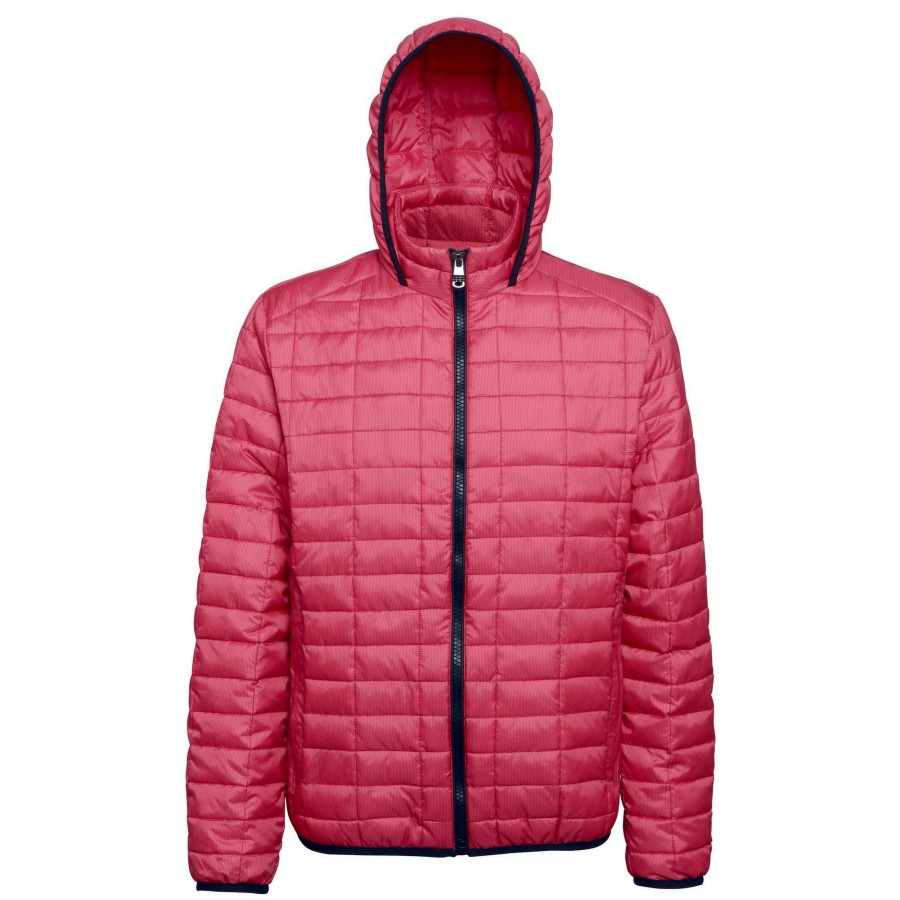 Men 2786 Coats & Jackets | 2786 - Mens Honeycomb Padded Hooded Jacket Medium Red