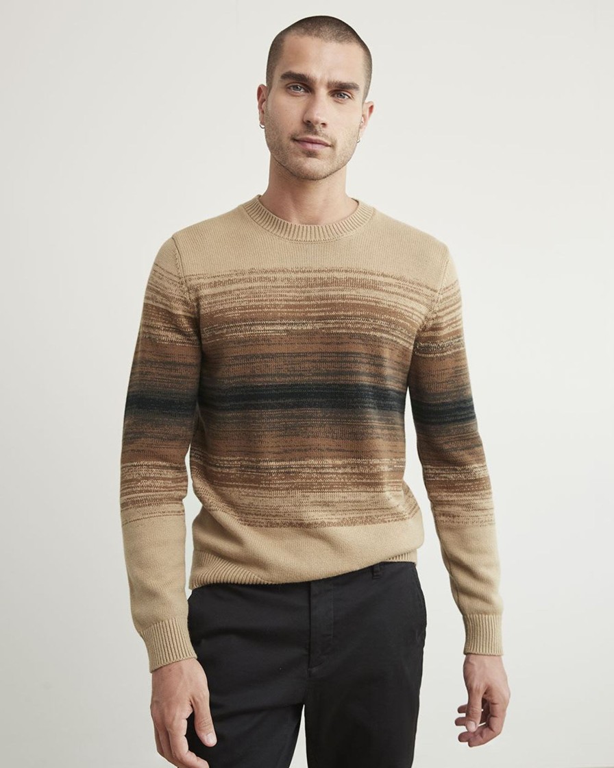 Men r.w. & co. Sweaters & Cardigans | Crew-Neck Sweater With Gradient Colour Blocks Tiger'S Eye -