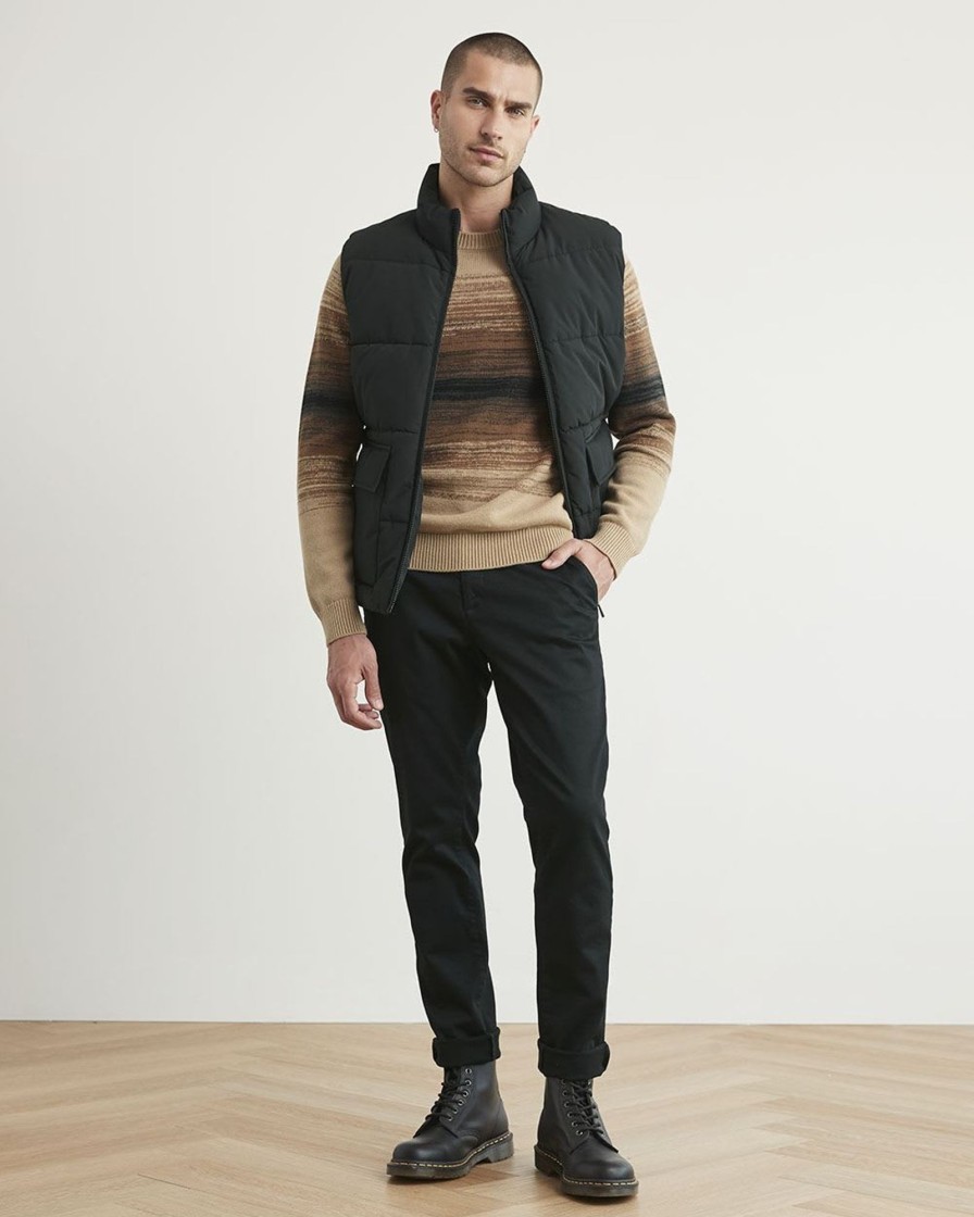 Men r.w. & co. Sweaters & Cardigans | Crew-Neck Sweater With Gradient Colour Blocks Tiger'S Eye -