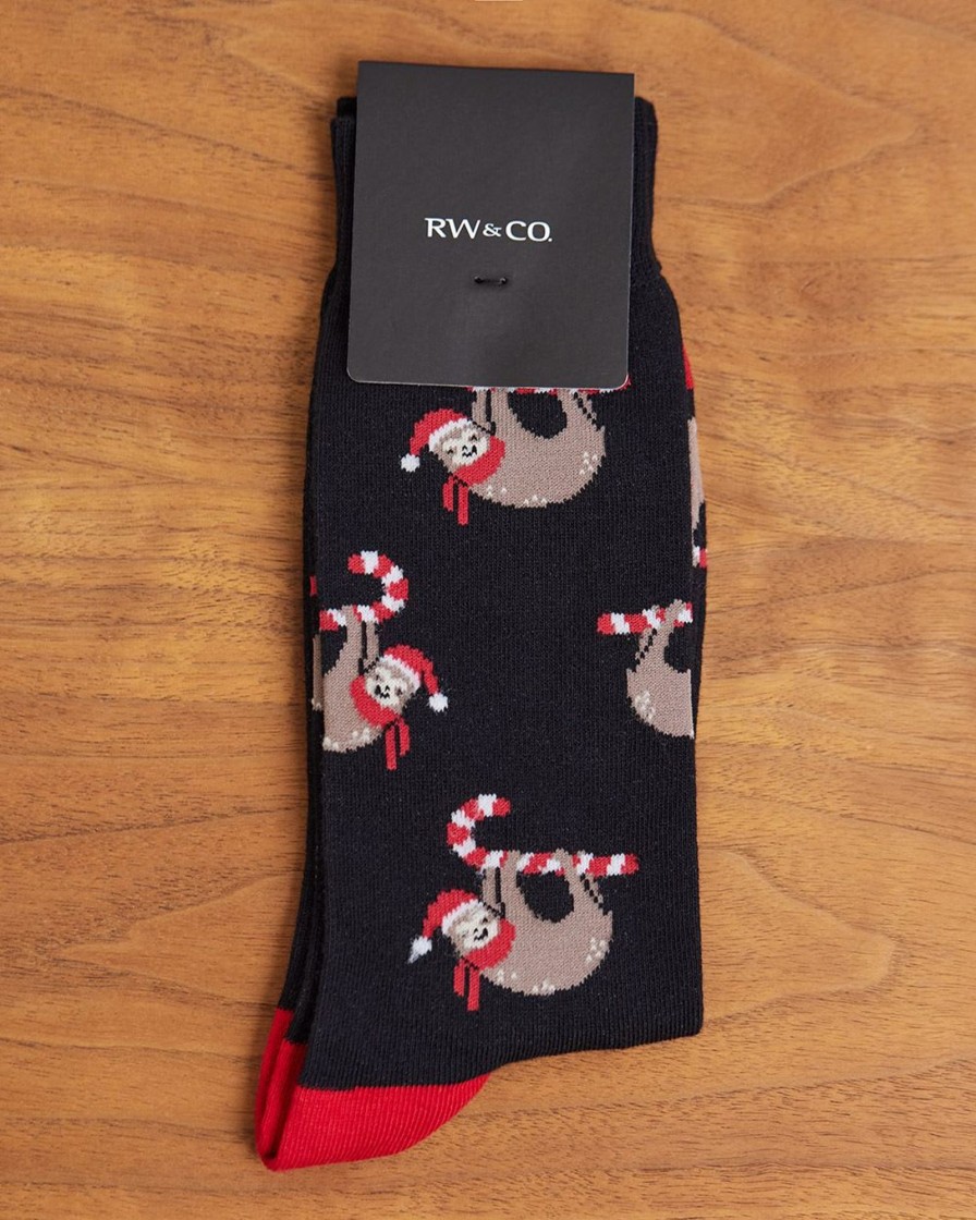 Men r.w. & co. Socks | Christmas Sloth Socks Black