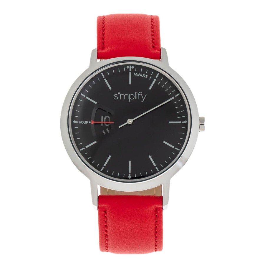 Women simplify Watches | Simplify - The 6500 Leather-Band Watch - Black Medium Red