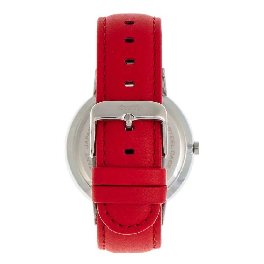 Women simplify Watches | Simplify - The 6500 Leather-Band Watch - Black Medium Red