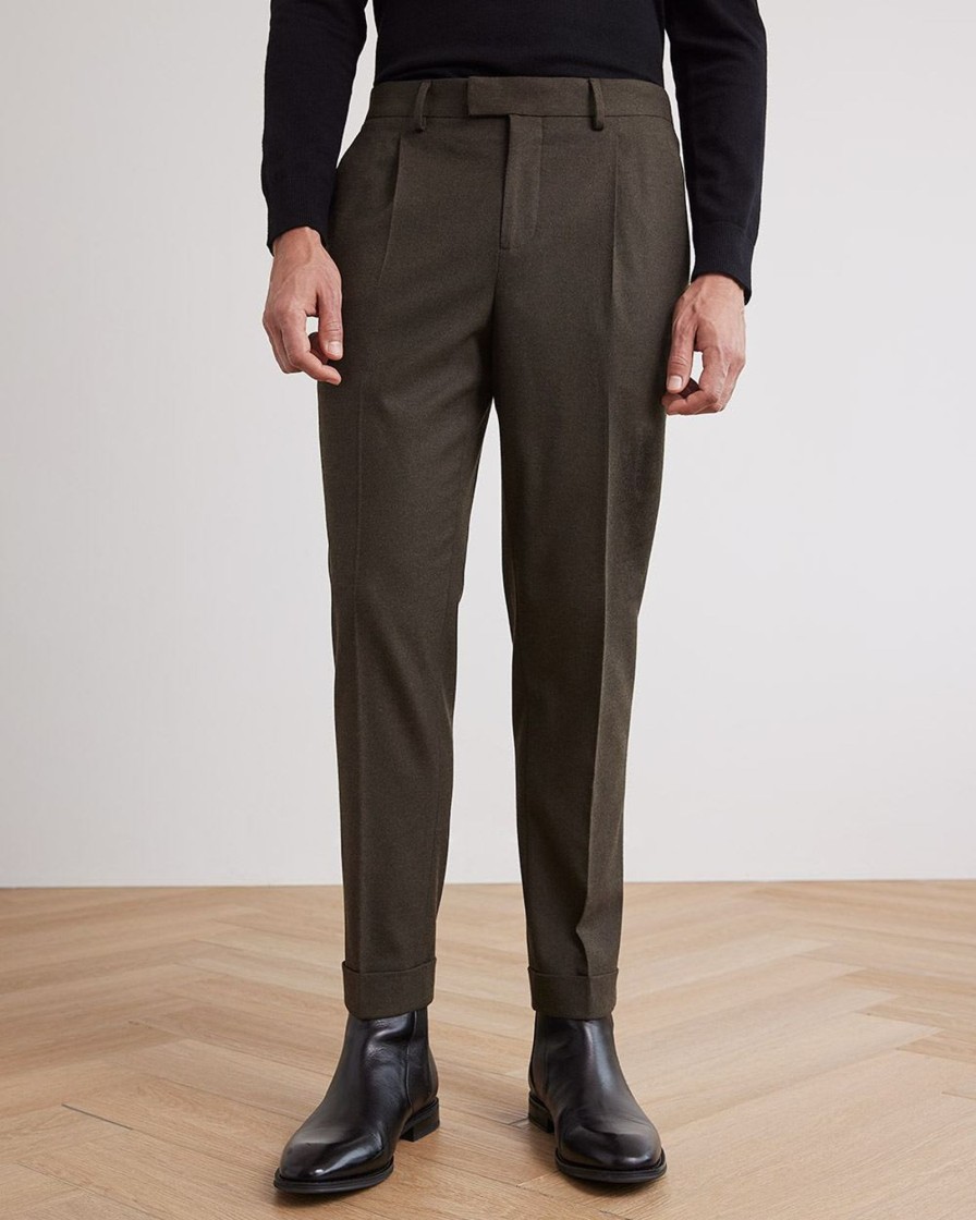 Men r.w. & co. Pants | Dark Brown Pleated Tapered-Leg Suit Pant Walnut