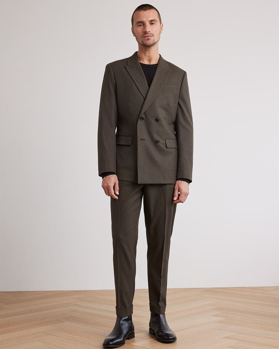 Men r.w. & co. Pants | Dark Brown Pleated Tapered-Leg Suit Pant Walnut