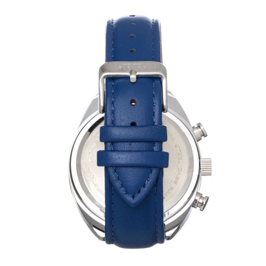 Men elevon Watches | Elevon - Bombardier Chronograph Leather-Strap Watch - Blue/White Medium Blue