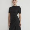 Women r.w. & co. Dresses & Jumpsuits | Short-Sleeve Dress With Wrap Skirt Black