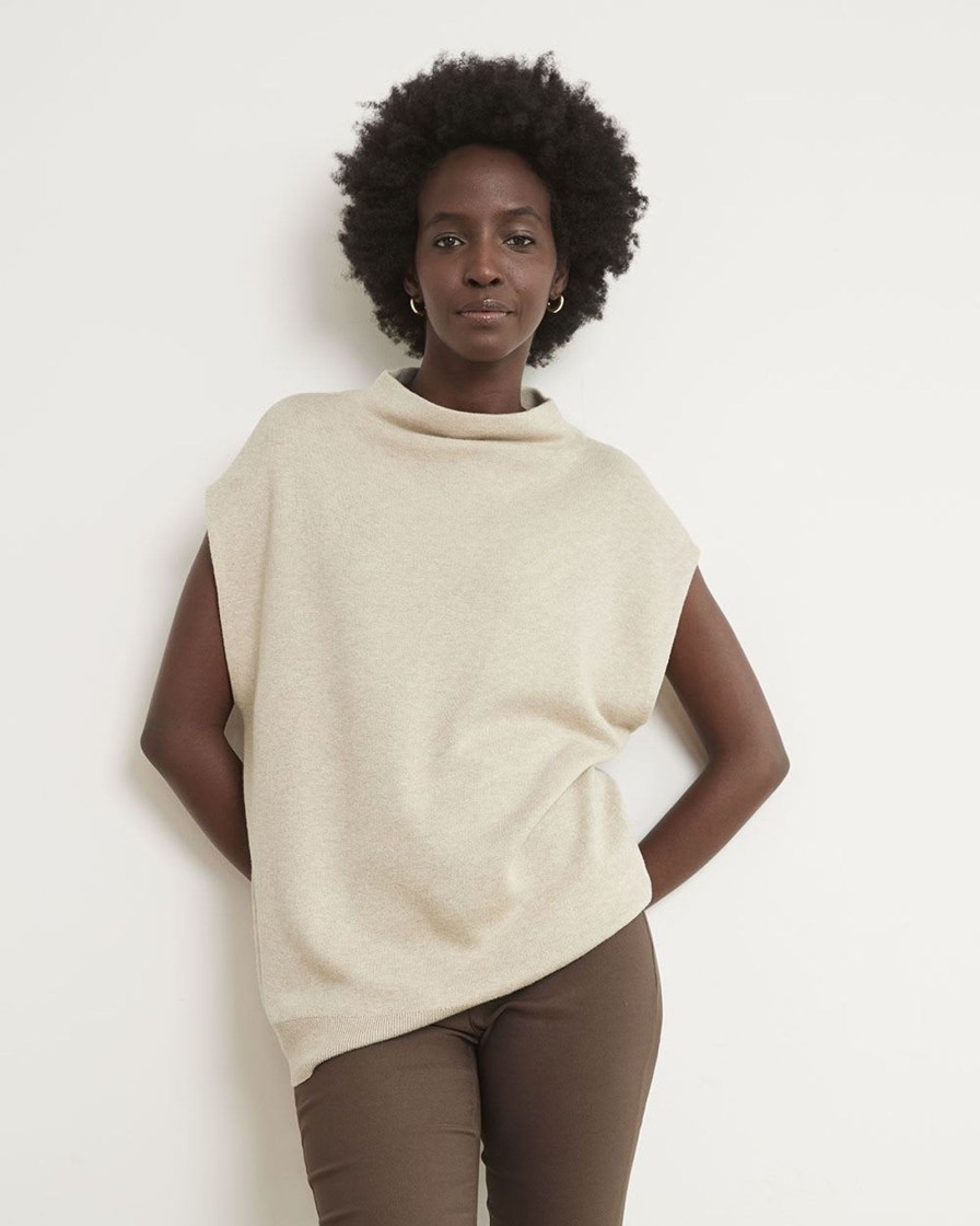 Women r.w. & co. Sweaters & Cardigans | Sleeveless Funnel-Neck Sweater Tawny Taupe