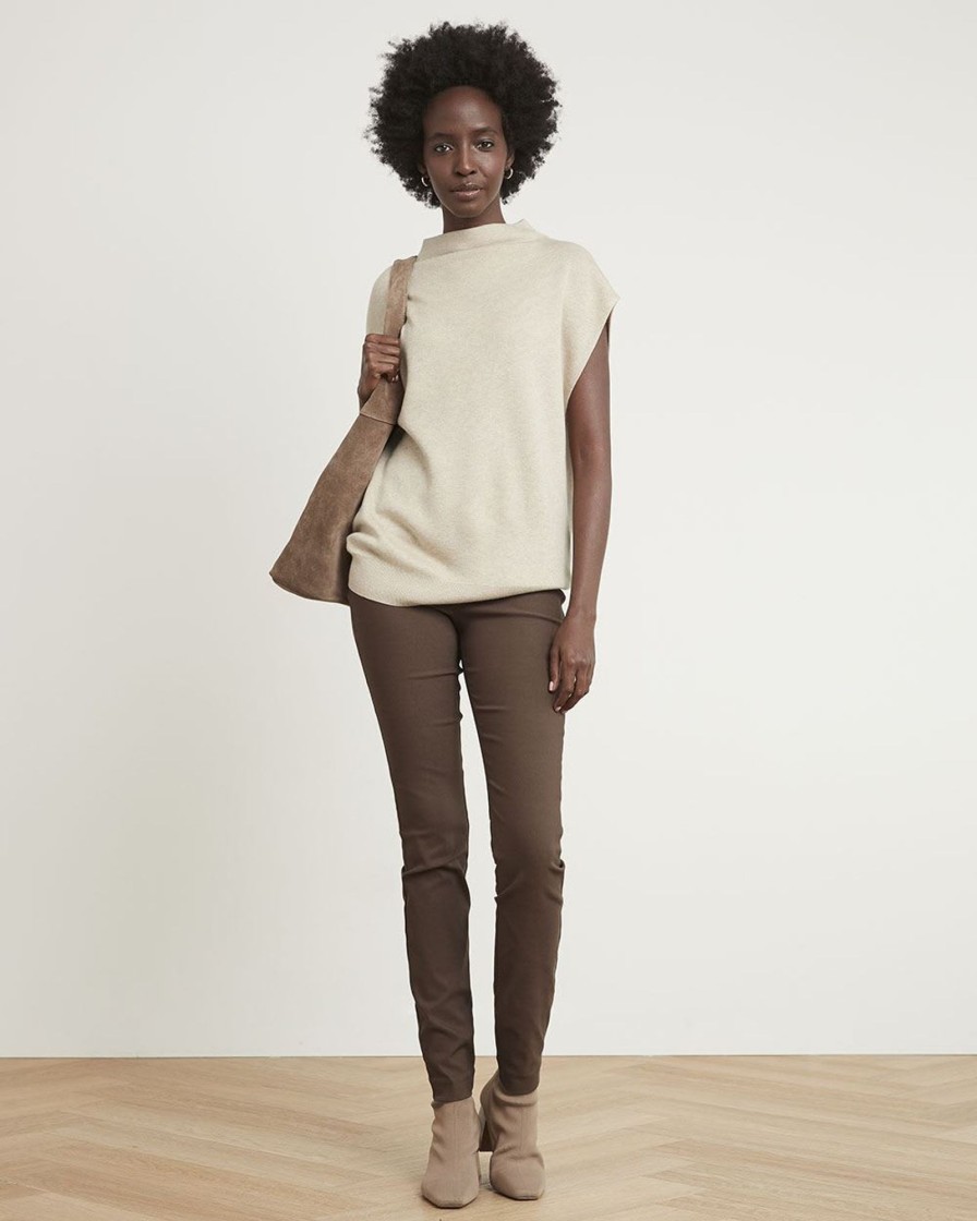 Women r.w. & co. Sweaters & Cardigans | Sleeveless Funnel-Neck Sweater Tawny Taupe